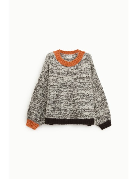 Dixie Trui met Ronde Hals en Contrasterende Details