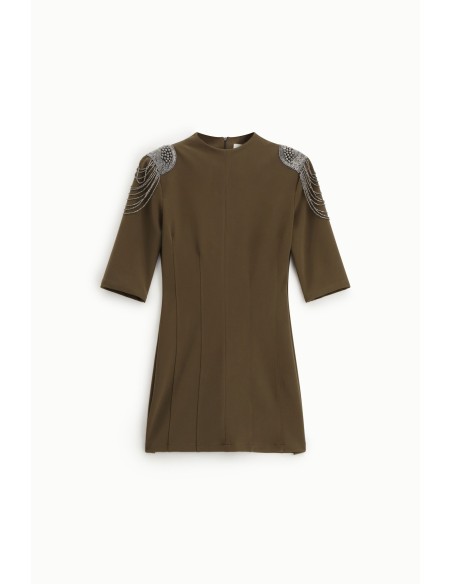 Robe courte avec bretelles ornées de bijoux appliqués Dixie