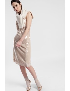 Robe courte à paillettes avec bordures en dentelle Dixie