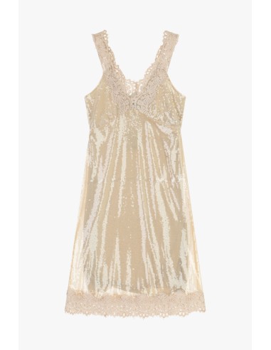 Robe courte à paillettes avec bordures en dentelle Dixie