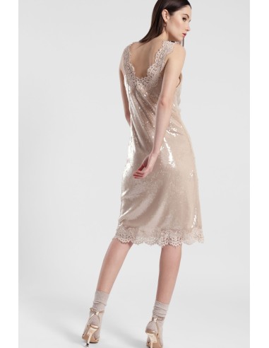 Robe courte à paillettes avec bordures en dentelle Dixie