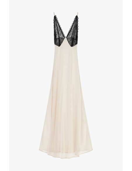 Robe longue Dixie avec empiècements en dentelle et fines bretelles