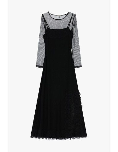 Robe longue avec empiècements en dentelle et manches transparentes Dixie