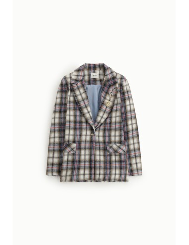 Blazer à carreaux avec poches à rabat et boutons bijoux Dixie