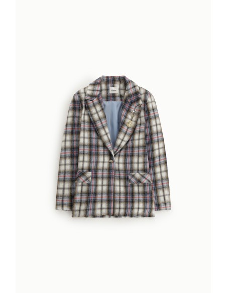 Blazer à carreaux avec poches à rabat et boutons bijoux Dixie