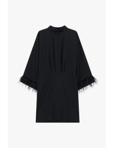 Robe courte à manches amples et empiècements en plumes Dixie 2