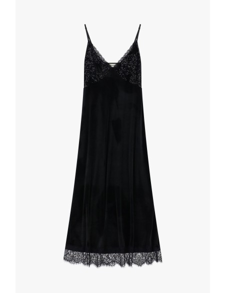 Robe midi à fines bretelles et détails en dentelle Dixie