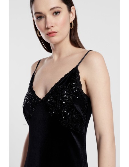 Robe midi à fines bretelles et détails en dentelle Dixie