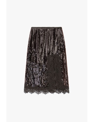 Jupe midi à paillettes avec empiècement en dentelle Dixie