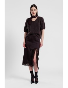 Dixie midi-rok met kanten inzet en rand