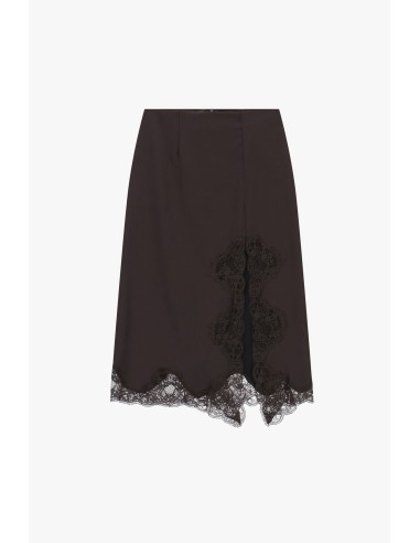 Dixie midi-rok met kanten inzet en rand