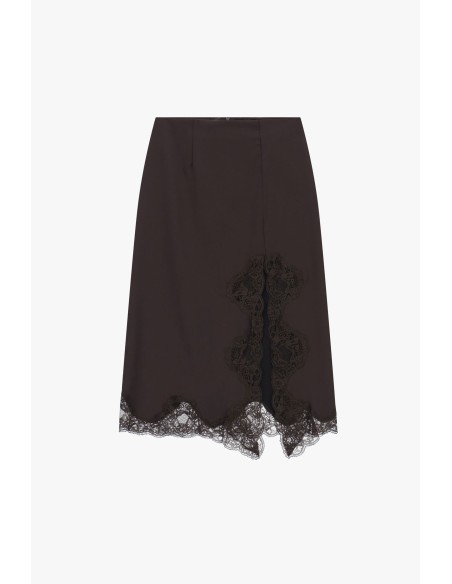 Dixie midi-rok met kanten inzet en rand