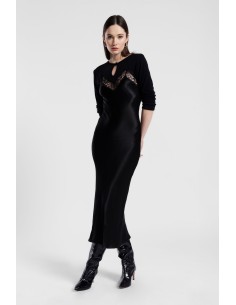 Robe longue avec empiècements en dentelle et manches longues Dixie
