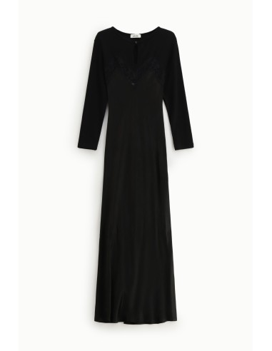Robe longue avec empiècements en dentelle et manches longues Dixie
