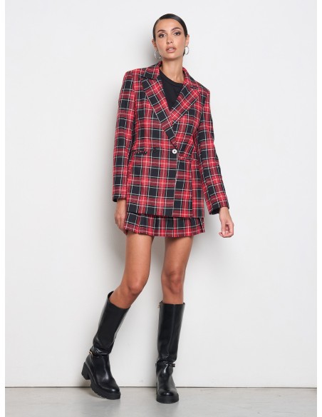 Veste blazer cintrée tartan avec fil lurex effet pailleté Rinascimento