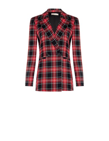Getailleerde tartanblazer met lurexgaren en glittereffect van Rinascimento
