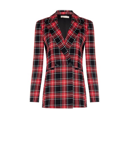 Getailleerde tartanblazer met lurexgaren en glittereffect van Rinascimento