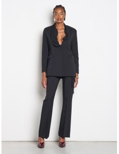 Veste blazer longue à revers en georgette Rinascimento