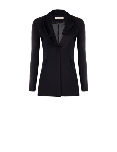 Lange blazerjas met revers in georgette van Rinascimento