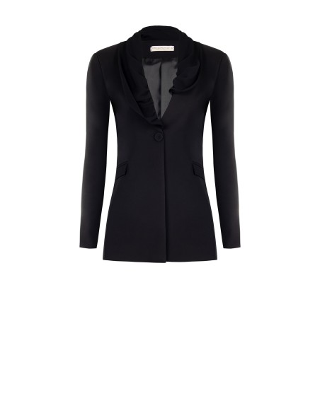 Veste blazer longue à revers en georgette Rinascimento