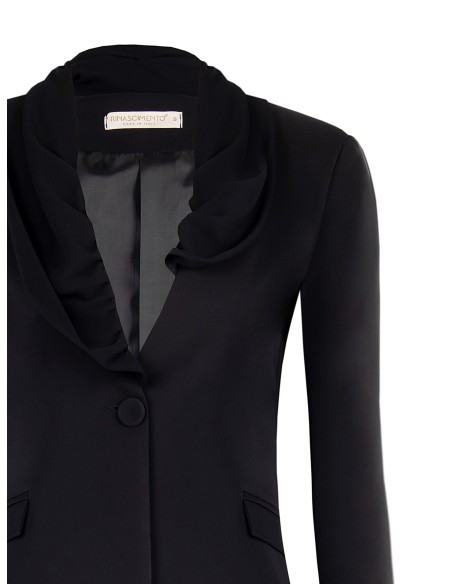 Veste blazer longue à revers en georgette Rinascimento