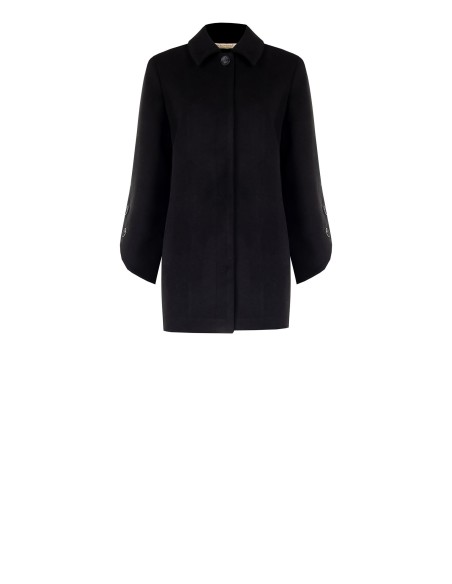 Manteau mi-long droit en velours avec boutons sur les manches asymétriques Rinascimento