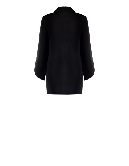 Manteau mi-long droit en velours avec boutons sur les manches asymétriques Rinascimento
