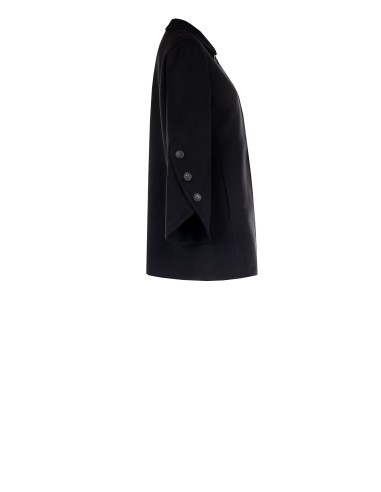 Manteau mi-long droit en velours avec boutons sur les manches asymétriques Rinascimento