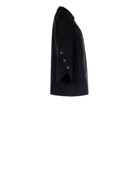 Manteau mi-long droit en velours avec boutons sur les manches asymétriques Rinascimento