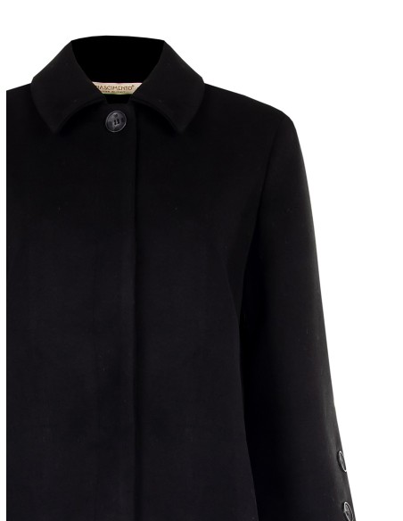 Manteau mi-long droit en velours avec boutons sur les manches asymétriques Rinascimento