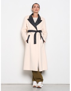 Manteau long en velours à revers avec ceinture en similicuir Rinascimento