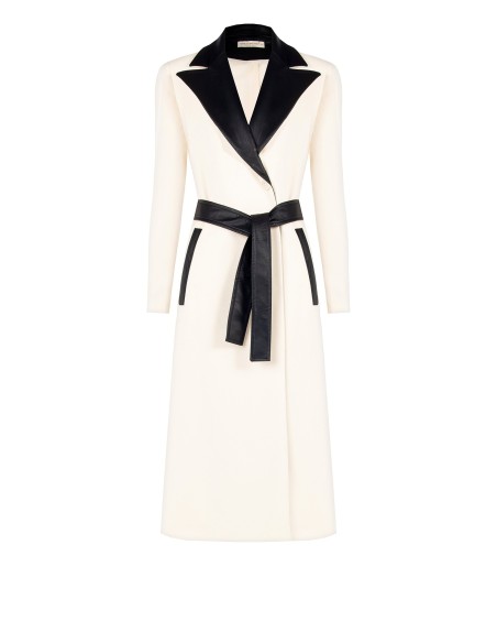 Manteau long en velours à revers avec ceinture en similicuir Rinascimento