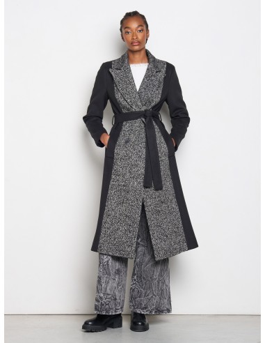 Manteau long en velours avec partie centrale à chevrons et ceinture Rinascimento