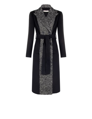 Manteau long en velours avec partie centrale à chevrons et ceinture Rinascimento