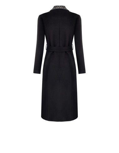 Manteau long en velours avec partie centrale à chevrons et ceinture Rinascimento