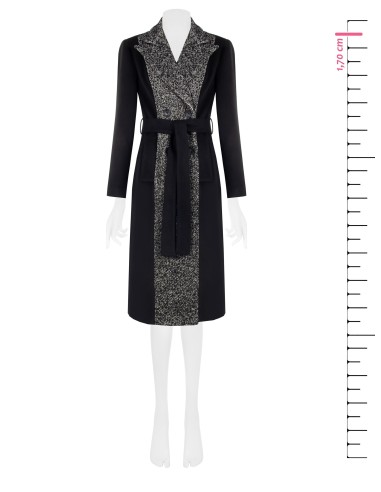 Manteau long en velours avec partie centrale à chevrons et ceinture Rinascimento