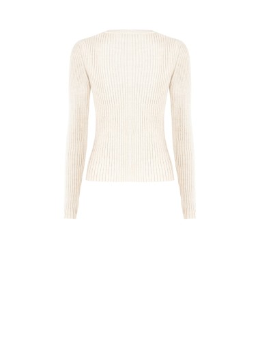 Pull ajusté côtelé avec empiècement central en dentelle Rinascimento
