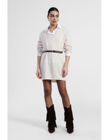 Korte jurk met riem en V-hals Dixie