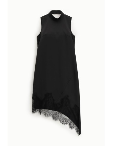 Robe sans manches à col montant et bordures en dentelle Dixie