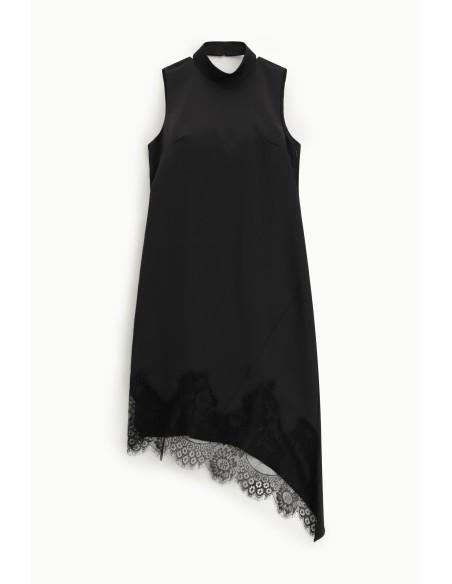 Robe sans manches à col montant et bordures en dentelle Dixie