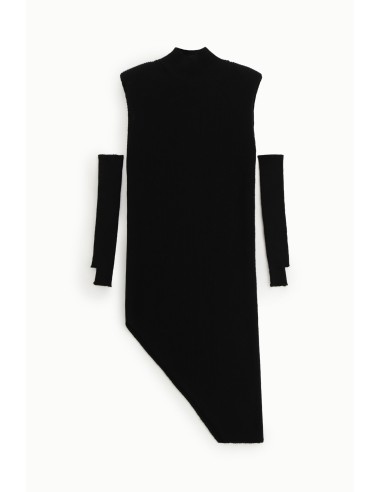 Robe midi asymétrique côtelée avec manches amovibles Dixie