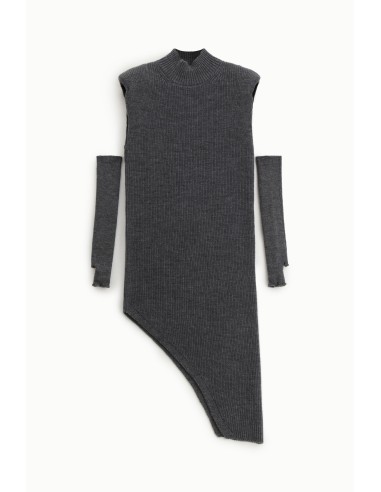 Robe midi asymétrique côtelée avec manches amovibles Dixie