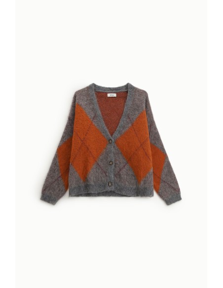 Dixie-vest met ruitmotief en knoopsluiting