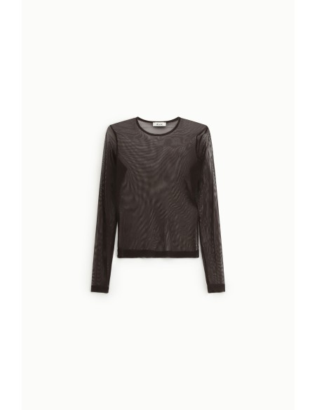 Dixie T-shirt met lange mouwen en transparant effect