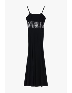 Robe longue Dixie avec empiècements en dentelle et fines bretelles 2