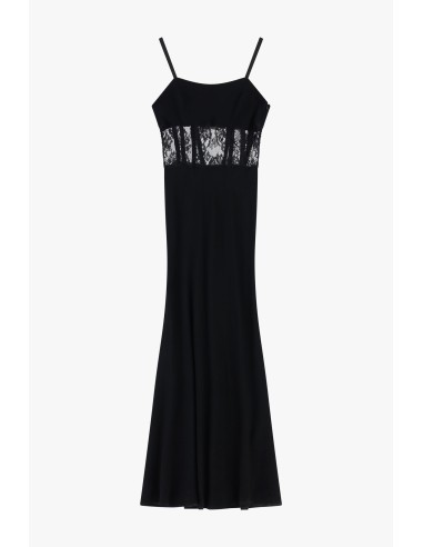 Robe longue Dixie avec empiècements en dentelle et fines bretelles