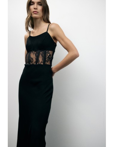 Robe longue Dixie avec empiècements en dentelle et fines bretelles