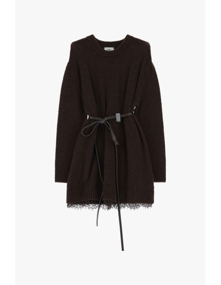 Robe courte avec ceinture et bordure en dentelle Dixie