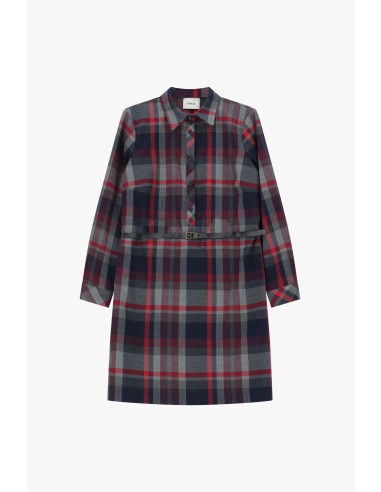 Robe courte à carreaux avec ceinture et col classique Dixie