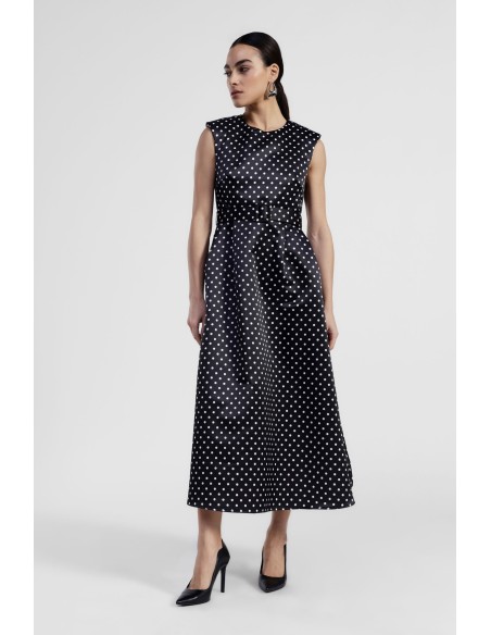 Robe longue sans manches à pois avec ceinture Dixie